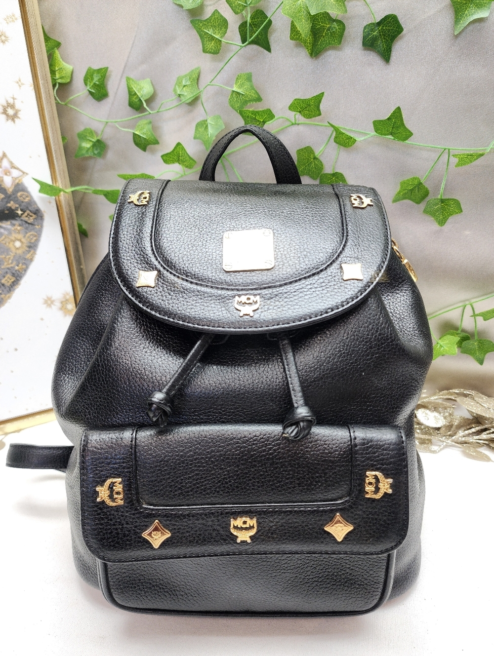Authentic MCM Stark Pebbled Leather Backpack Excellent Condition WITH COA